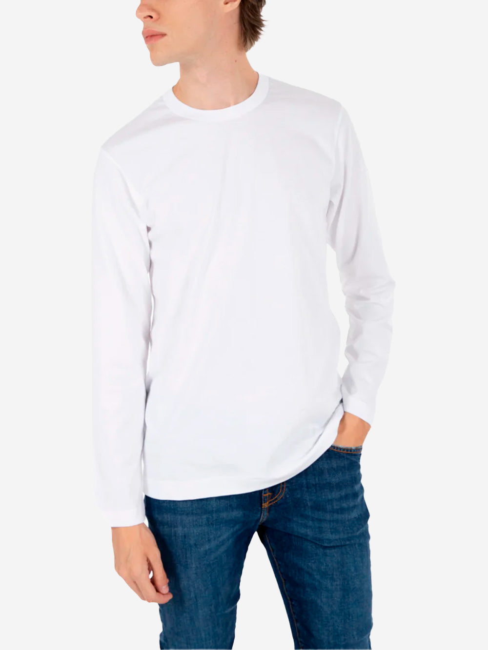 COMME DES GARCONS SHIRT T-shirt manica lunga bianca minimal con grafica 'Forever' Bianco Urbanstaroma