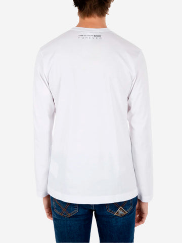 COMME DES GARCONS SHIRT T-shirt manica lunga bianca minimal con grafica 'Forever' Bianco
