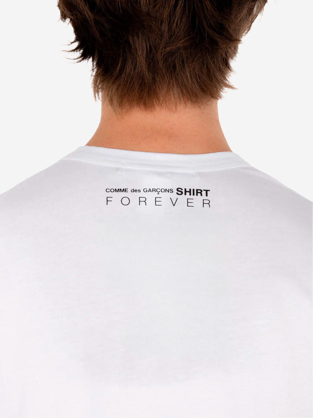 COMME DES GARCONS SHIRT T-shirt manica lunga bianca minimal con grafica 'Forever' Bianco Urbanstaroma