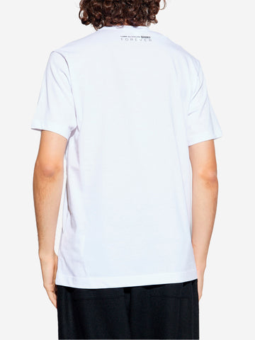 COMME DES GARCONS SHIRT T-shirt bianca minimal con grafica 'Forever' Bianco