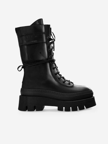 COPENHAGEN Anfibi chunky Hiker in pelle neri Nero