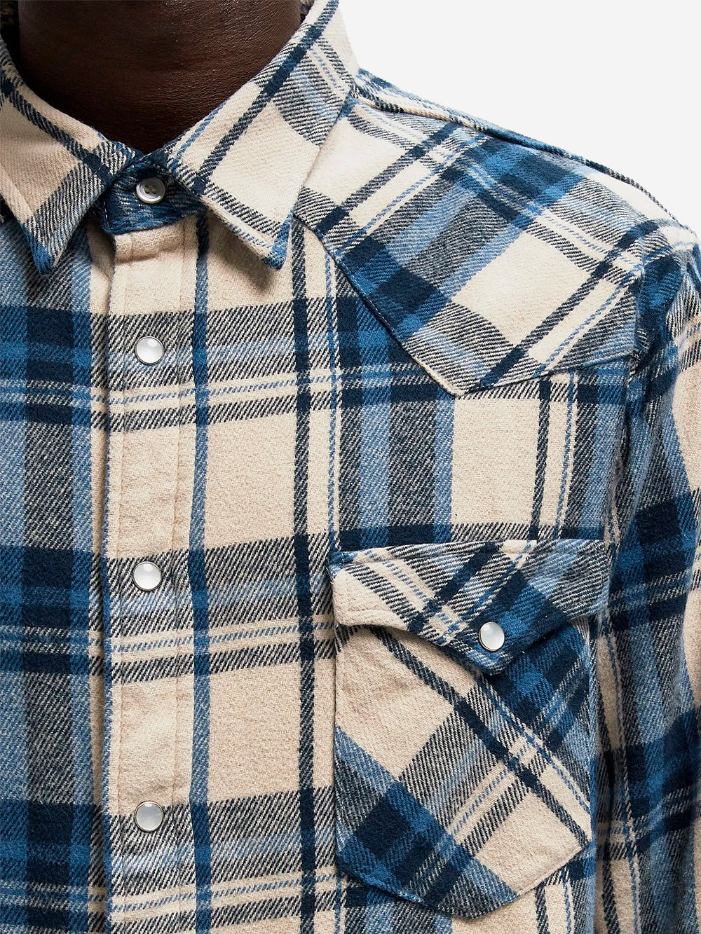 EDWIN Camicia Western a quadri Madras Blu beige Urbanstaroma