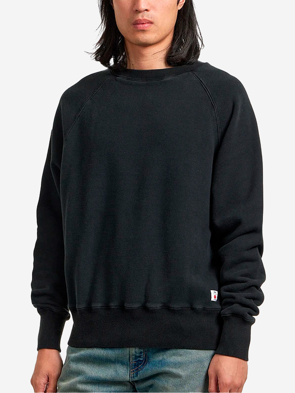 EDWIN Felpa girocollo nera boxy fit con maniche raglan Nero Urbanstaroma