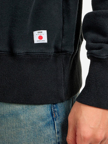 EDWIN Felpa girocollo nera boxy fit con maniche raglan Nero