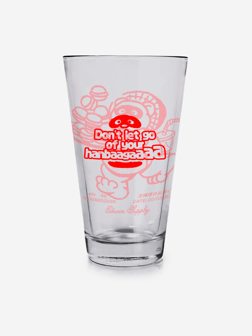 EDWIN Bicchieri in vetro da cola con grafica Tanuki (x2) Trasparente Urbanstaroma