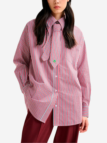 ESSENTIEL ANTWERP Camicia a righe rosse e bianche con cravattino rimovibile Rosso nero