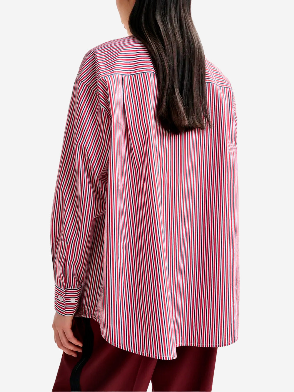 ESSENTIEL ANTWERP Camicia a righe rosse e bianche con cravattino rimovibile Rosso nero Urbanstaroma