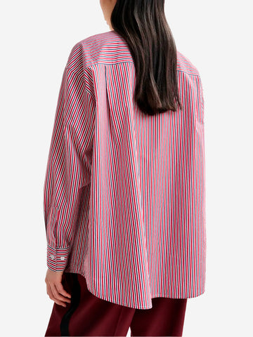 ESSENTIEL ANTWERP Camicia a righe rosse e bianche con cravattino rimovibile Rosso nero