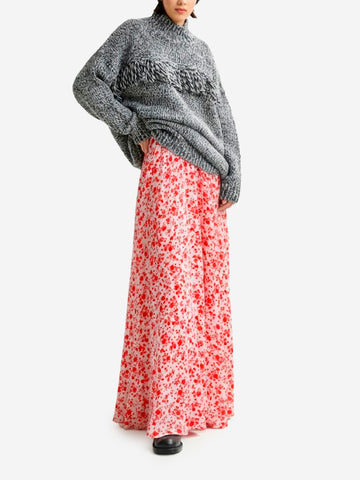 Gonna lunga floreale beige e rosa