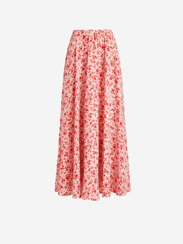 Gonna lunga floreale beige e rosa