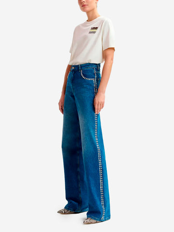 ESSENTIEL ANTWERP T-shirt avorio con ricamo di paillettes 'Love' avorio