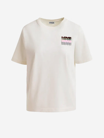 ESSENTIEL ANTWERP T-shirt avorio con ricamo di paillettes 'Love' avorio