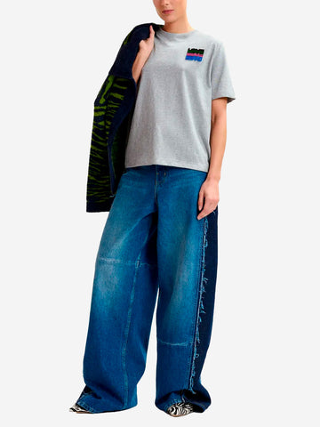 ESSENTIEL ANTWERP T-shirt grigia con ricamo di paillettes 'Love' Grigio