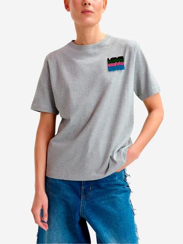 ESSENTIEL ANTWERP T-shirt grigia con ricamo di paillettes 'Love' Grigio