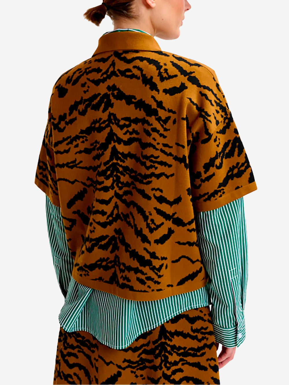 ESSENTIEL ANTWERP Polo in maglia con stampa tigrata Marrone Urbanstaroma