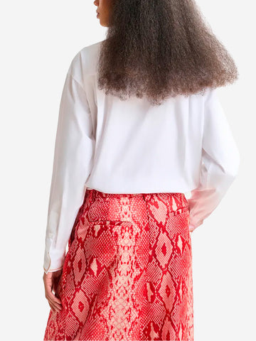 ESSENTIEL ANTWERP Camicia di cotone bianco con inserto in pizzo ricamato Bianco