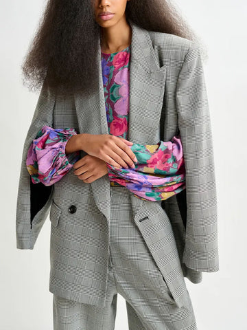 ESSENTIEL ANTWERP Blazer doppiopetto oversize nero e grigio 'Pursuit' Nero