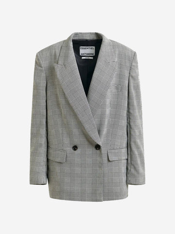 ESSENTIEL ANTWERP Blazer doppiopetto oversize nero e grigio 'Pursuit' Nero