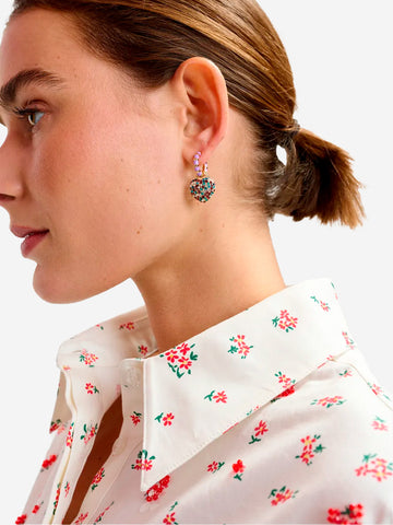 ESSENTIEL ANTWERP Orecchini a cerchio oro e viola con pendenti a forma di aereo e di cuore Multicolor