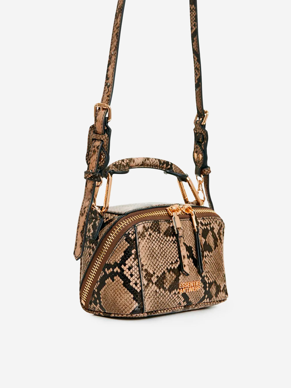 ESSENTIEL ANTWERP Mini borsa 'Bobbi' in pelle con stampa animalier Marrone Urbanstaroma