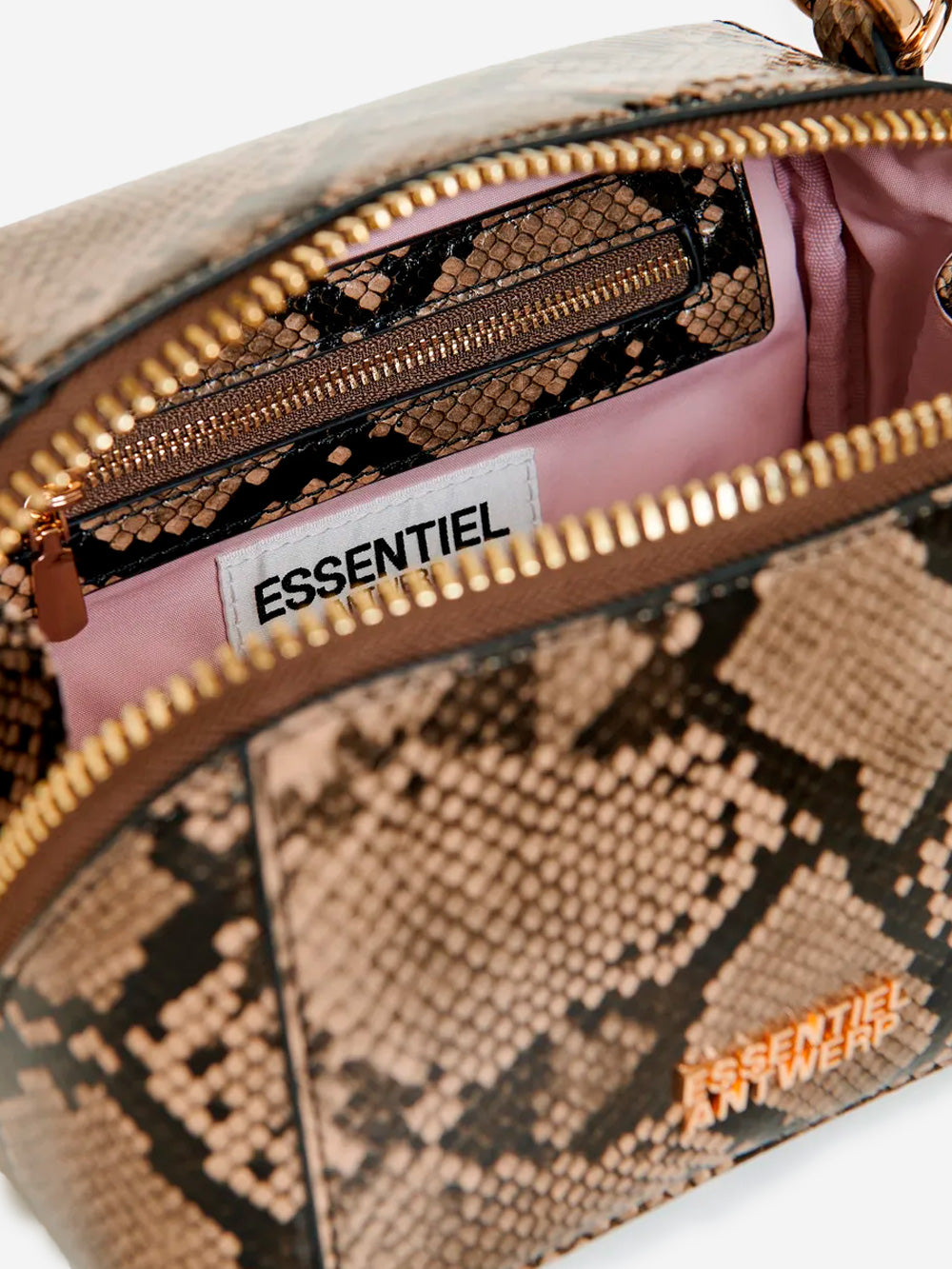 ESSENTIEL ANTWERP Mini borsa 'Bobbi' in pelle con stampa animalier Marrone Urbanstaroma