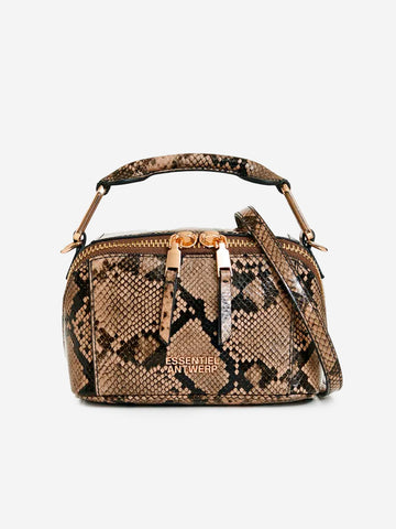 ESSENTIEL ANTWERP Mini borsa 'Bobbi' in pelle con stampa animalier Marrone