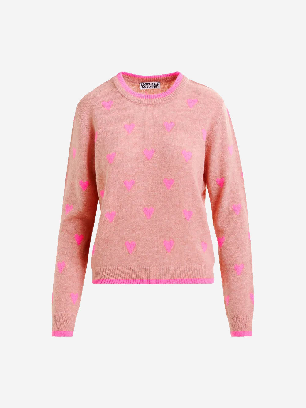 ESSENTIEL ANTWERP Maglione rosa con cuori intarsiati Rosa Urbanstaroma
