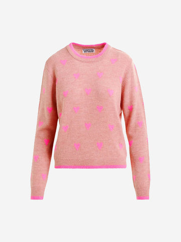 ESSENTIEL ANTWERP Maglione rosa con cuori intarsiati Rosa