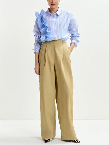 ESSENTIEL ANTWERP Pantaloni larghi beige con strass Beige