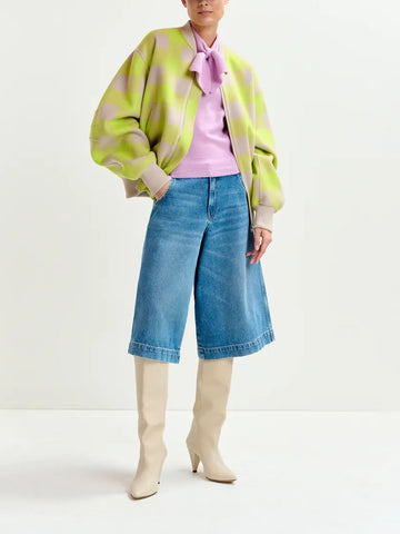 ESSENTIEL ANTWERP Bomber in lana a quadri beige e giallo beige