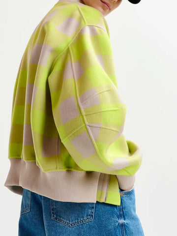 ESSENTIEL ANTWERP Bomber in lana a quadri beige e giallo beige