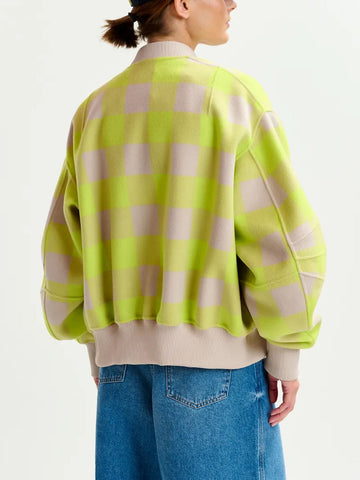 ESSENTIEL ANTWERP Bomber in lana a quadri beige e giallo beige