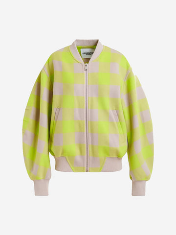 ESSENTIEL ANTWERP Bomber in lana a quadri beige e giallo beige