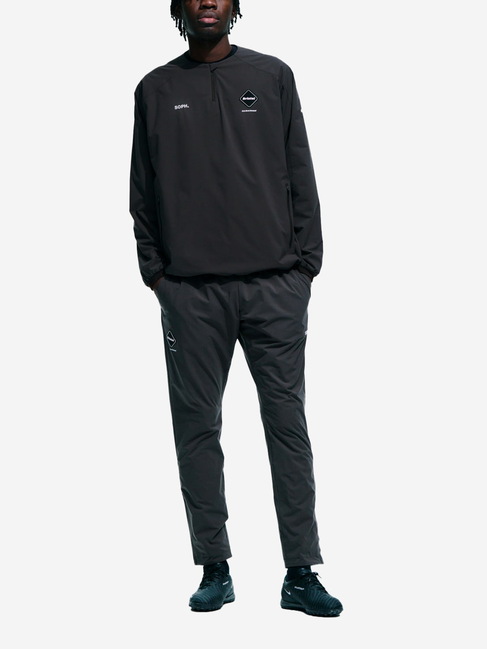 F.C. REAL BRISTOL Maglia in taffetà tecnico Thermal a mezza zip Nero Urbanstaroma