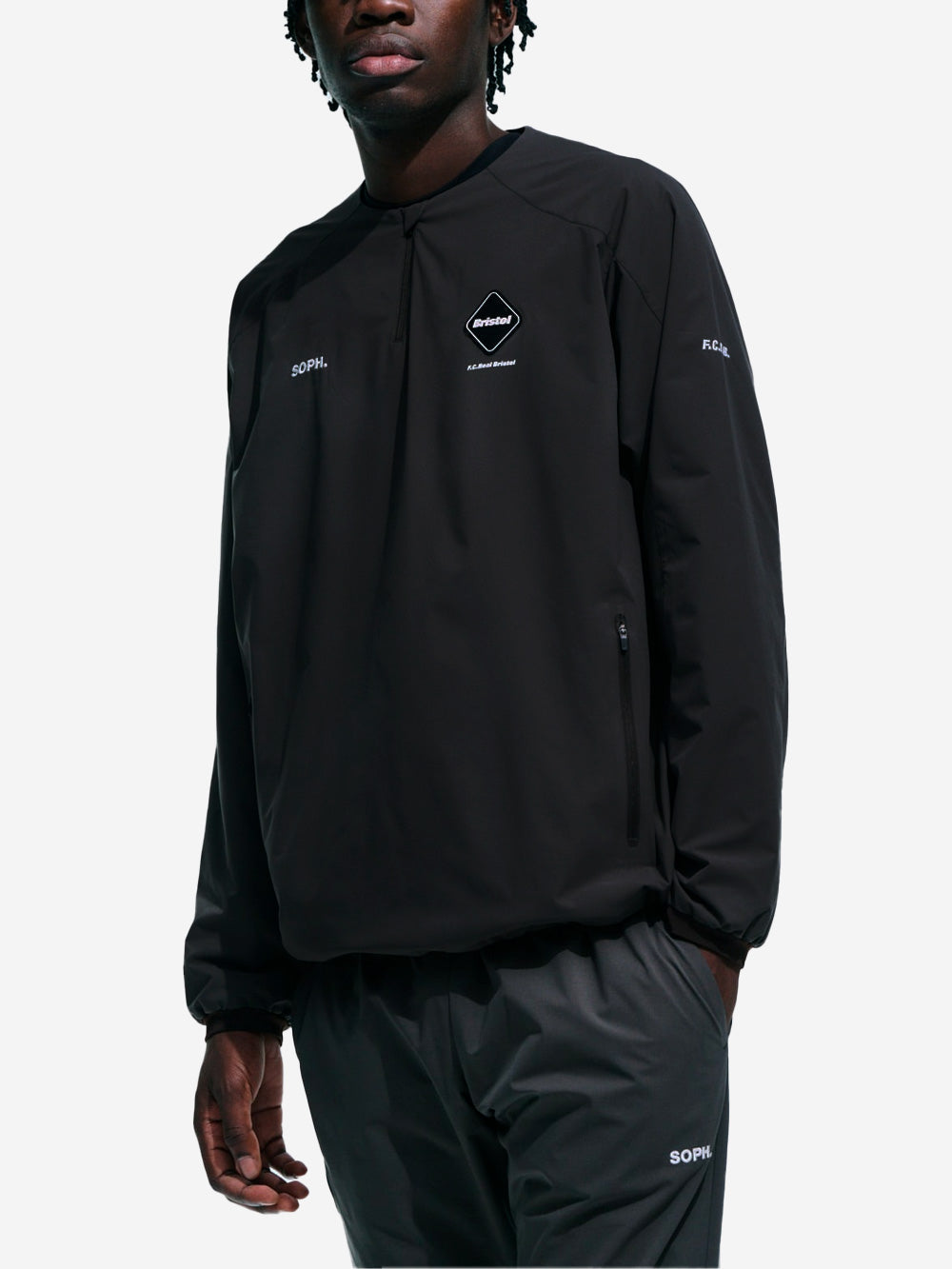 F.C. REAL BRISTOL Maglia in taffetà tecnico Thermal a mezza zip Nero Urbanstaroma