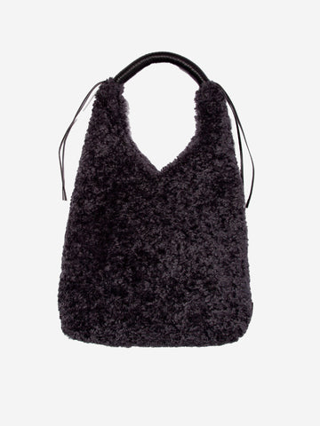 F/CE Borsa in pelliccia sintetica Wrappring Handle tote Nero