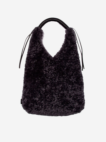 F/CE Borsa in pelliccia sintetica Wrappring Handle tote Nero