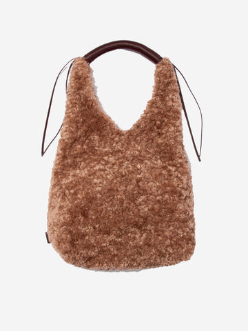 F/CE Borsa marrone in pelliccia sintetica Wrappring Handle tote Marrone