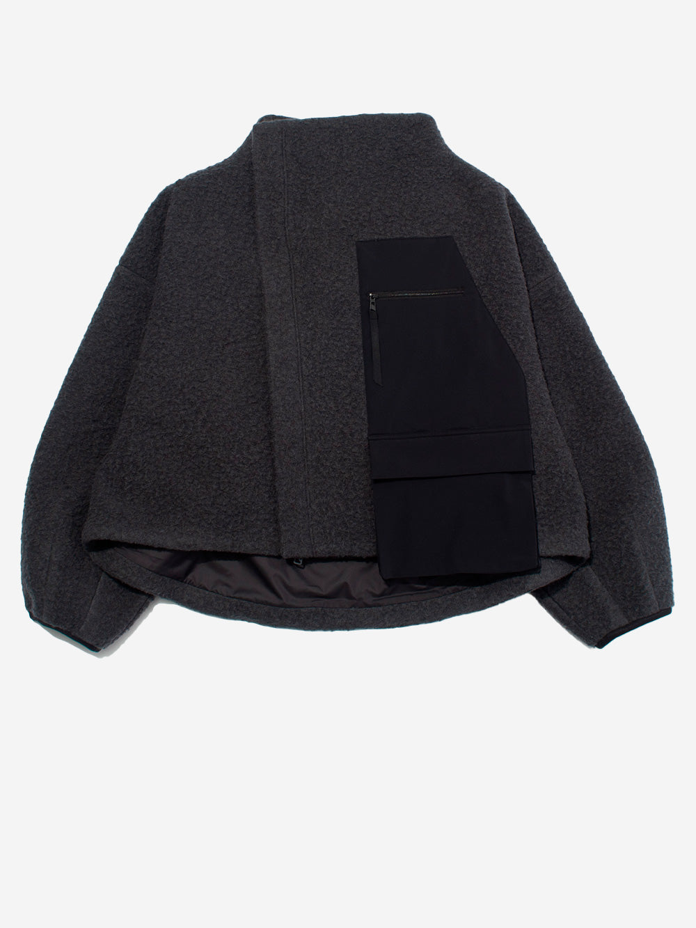 F/CE Giacca in lana asimmetrica con tasche Nero Urbanstaroma