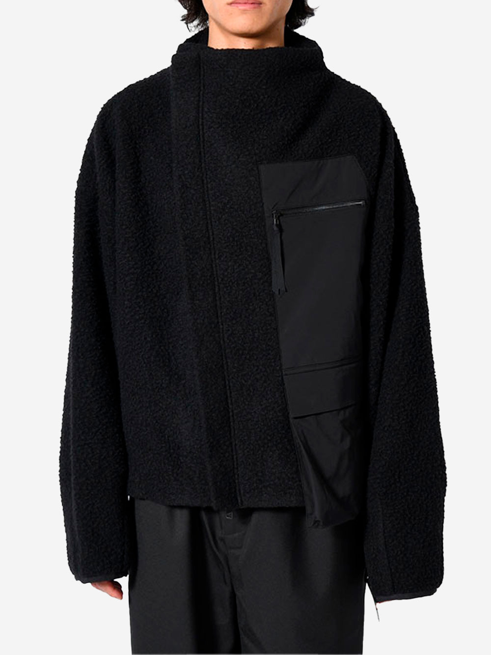 F/CE Giacca in lana asimmetrica con tasche Nero Urbanstaroma