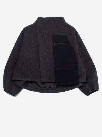 F/CE Giacca in lana asimmetrica con tasche Nero