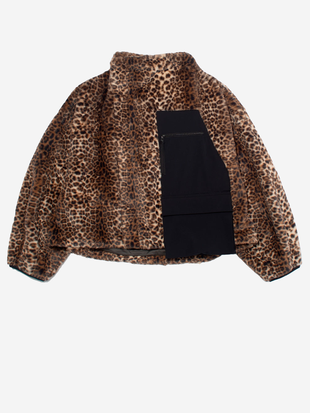 F/CE Giacca leopardata asimmetrica in pelliccia sintetica Leopardato Urbanstaroma