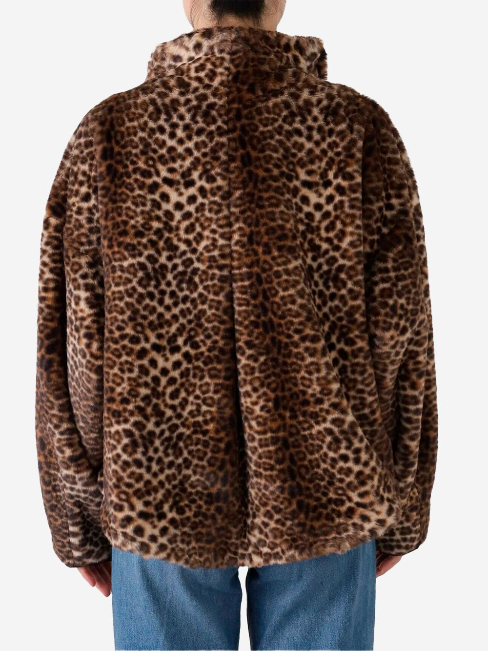 F/CE Giacca leopardata asimmetrica in pelliccia sintetica Leopardato Urbanstaroma