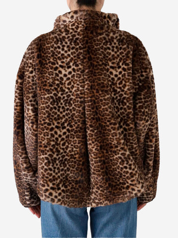 F/CE Giacca leopardata asimmetrica in pelliccia sintetica Leopardato