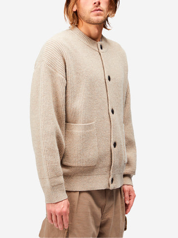 FRIZMWORKS Cardigan crema misto lana con abbottonatura completa Crema