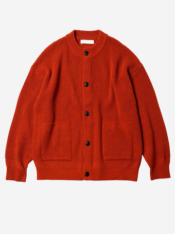 FRIZMWORKS Cardigan rosso mattone misto lana con abbottonatura completa Mattone
