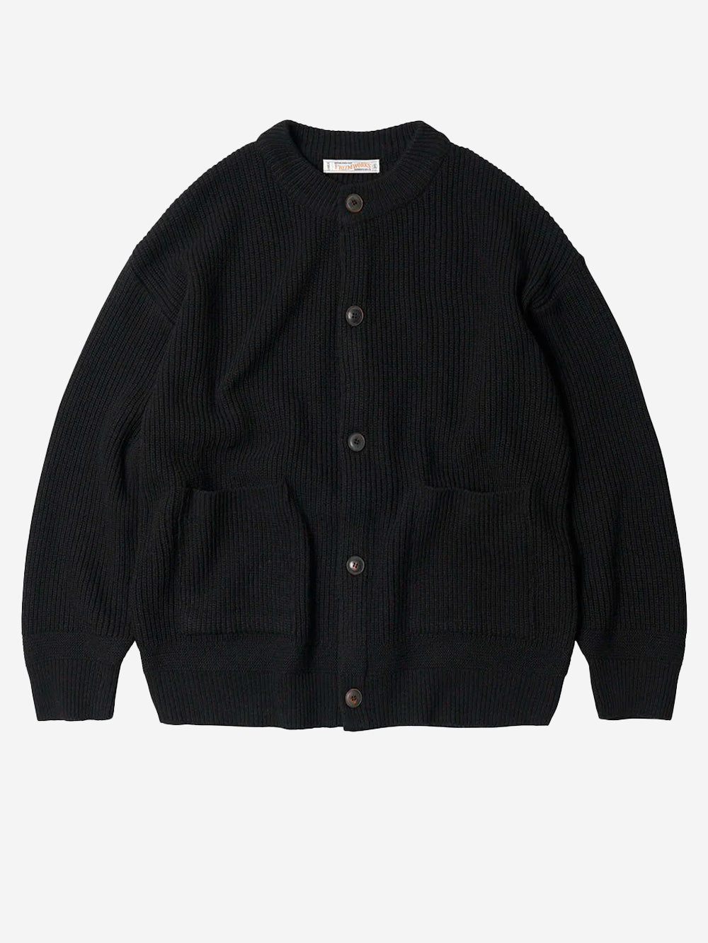 FRIZMWORKS Cardigan nero misto lana con abbottonatura completa Nero Urbanstaroma