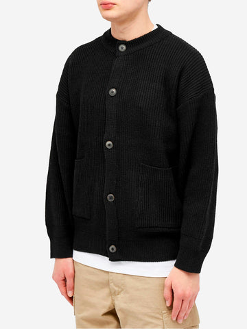 FRIZMWORKS Cardigan nero misto lana con abbottonatura completa Nero