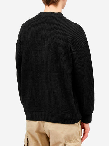 FRIZMWORKS Cardigan nero misto lana con abbottonatura completa Nero