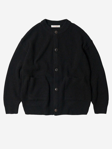 FRIZMWORKS Cardigan nero misto lana con abbottonatura completa Nero